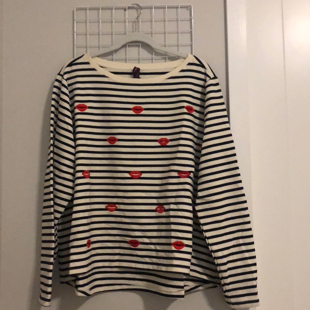 Betsey Johnson Striped Lips Sweater